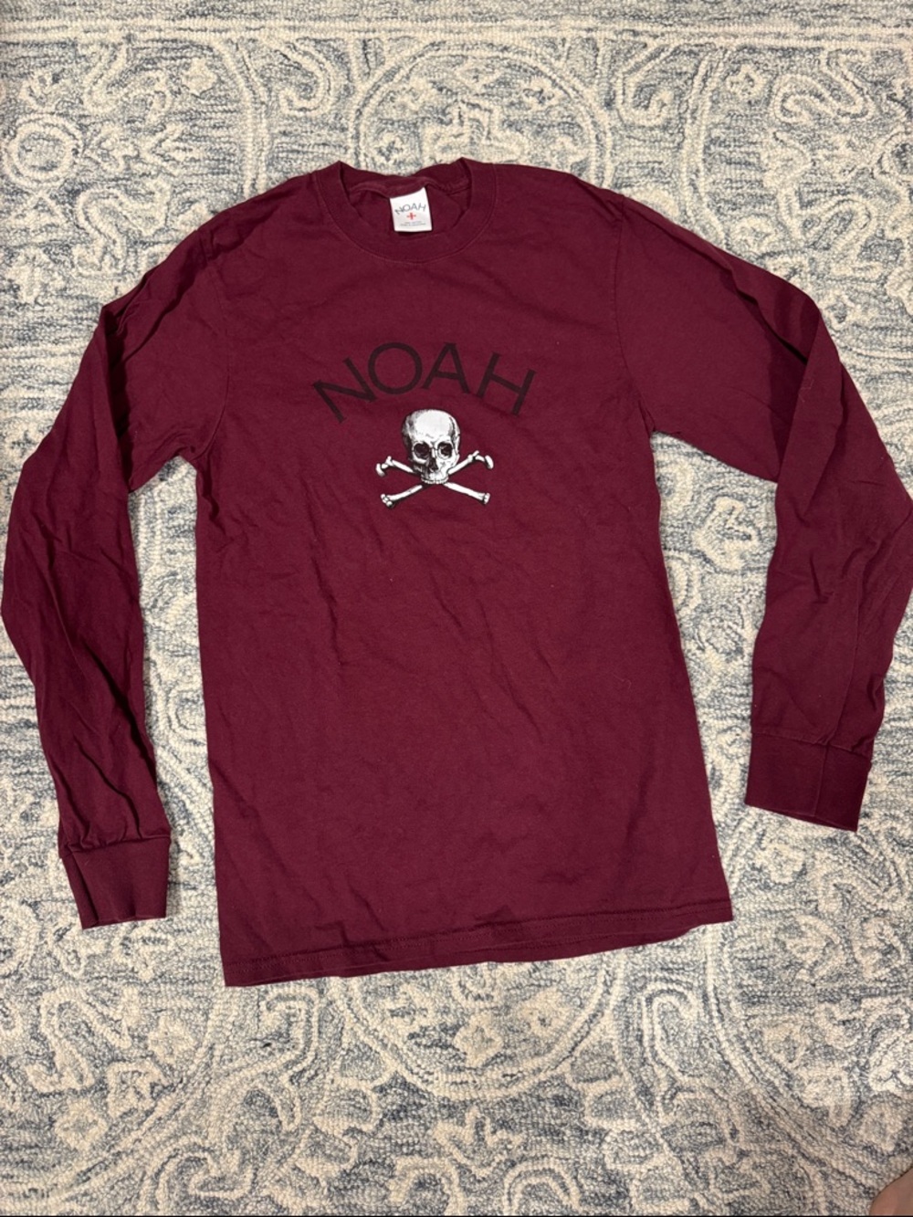 NOAH Maroon Long Sleeve Skull Logo Tee